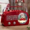 6.5" Red Retro Radio Water Globe With 8 Songs & Timer -Christmas decorations Shop 8729353430