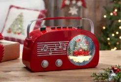 6.5" Red Retro Radio Water Globe With 8 Songs & Timer