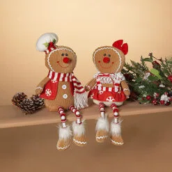 14" Plush Gingerbread Shelf Sitter Assorted Set Of 2