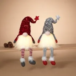 27" Red & Silver Gnome Set Of 2