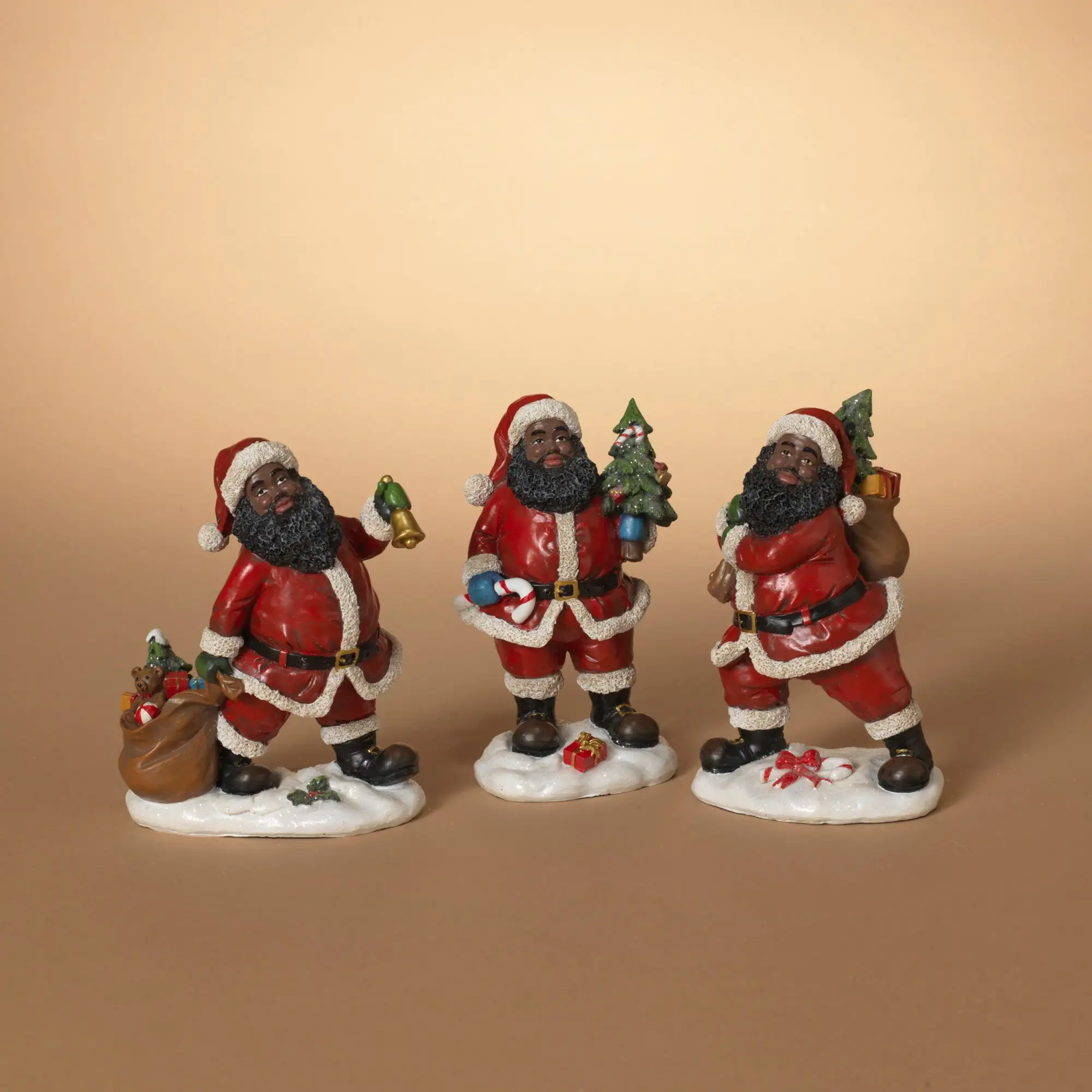 7" Assorted Melanated Santa Set Of 3 3 7" Assorted Melanated Santa Set Of 3