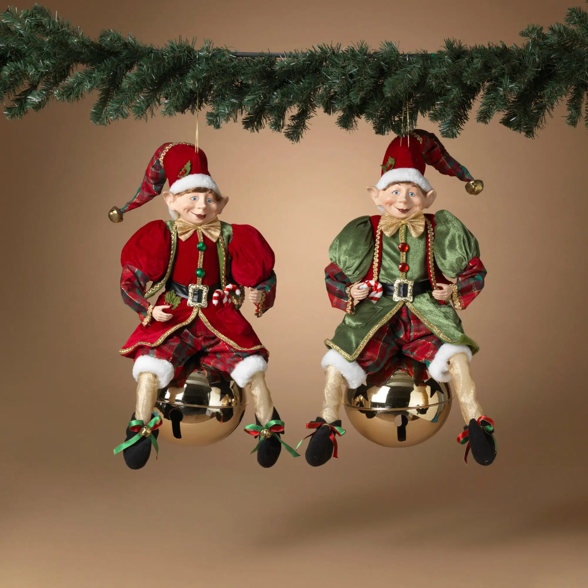 24" Red & Green Assorted Hanging Elf Set Of 2 3 24" Red & Green Assorted Hanging Elf Set Of 2