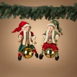 16" Red & Green Elf Assorted Set Of 2