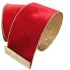 2.5" X 10 YD Red Velvet & Gold Glittered Back Ribbon