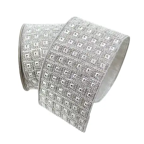 4" X 10 YD Silver Diamond Ribbon 3 4" X 10 YD Silver Diamond Ribbon