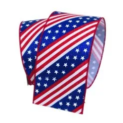 4" X 10 YD Patriotic Stars & Stripes Ribbon