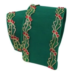 4" X 10 YD Green Holly Bordered Ribbon