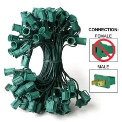 100 FT C9 Green Wire 12" Spacing E17 Base