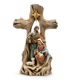 10.5" Nativity With Wood Cross